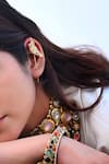 Amaara Jewels_Gold Plated Stones, Pearls Parinda Polki Bird Earcuffs _Online_at_Aza_Fashions