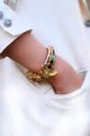 Buy_Amaara Jewels_Gold Plated Stones, Beads Hasti Ratna Matte Navratan Polki Elephant Bangle _at_Aza_Fashions