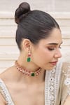 Buy_Amaara Jewels_Gold Plated Stones, Pearls Verde Noir Emerald Polki Choker Set _Online_at_Aza_Fashions