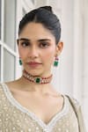 Buy_Amaara Jewels_Gold Plated Stones, Pearls Verde Noir Emerald Polki Choker Set _at_Aza_Fashions