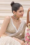 Buy_Amaara Jewels_Gold Plated Stones, Pearls Verde Noir Emerald Polki Choker Set 