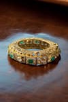 Shop_Amaara Jewels_Gold Plated Gemstones, Emerald Raj Embellished Bangle _at_Aza_Fashions