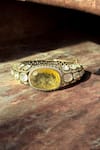 Shop_Amaara Jewels_Gold Plated Stones, Soleil Regal Citrine Embellished Clasp Bangle _at_Aza_Fashions