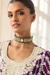 Buy_Amaara Jewels_Gold Plated Gemstones, Naqsh Emerald Embellished Choker Set _at_Aza_Fashions