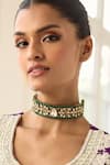 Buy_Amaara Jewels_Gold Plated Gemstones, Naqsh Emerald Embellished Choker Set _Online_at_Aza_Fashions