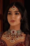 Buy_Amaara Jewels_Multi Color Gemstones, Pearls Crimson Rouge Embellished Necklace Set _Online_at_Aza_Fashions