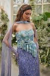 Baya_Lavender Tulle, Viscose, Net Beads, Sequins, Floral Corset Lehenga Set _at_Aza_Fashions