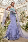 Buy_Baya_Lavender Tulle, Viscose, Net Beads, Sequins, Floral Corset Lehenga Set _at_Aza_Fashions