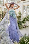 Buy_Baya_Lavender Tulle, Viscose, Net Beads, Sequins, Floral Corset Lehenga Set 