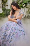 Buy_Baya_Lavender Viscose Embroidery, Sequins, Beads Sweetheart Floral And Lehenga Set _Online_at_Aza_Fashions