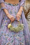 Shop_Baya_Lavender Viscose Embroidery, Sequins, Beads Sweetheart Floral And Lehenga Set 