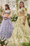 Baya_Lavender Viscose Embroidery, Sequins, Beads Sweetheart Floral And Lehenga Set _Online