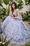 Shop_Baya_Lavender Viscose Embroidery, Sequins, Beads Sweetheart Floral And Lehenga Set _Online