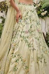 Shop_Baya_Lime Viscose Embroidery, Sequins, Beads, Floral Lehenga, Blouse And Dupatta Set _Online_at_Aza_Fashions