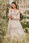 Shop_Baya_Ivory Viscose Embroidery, Beads, Sequins, Pearls 3d Floral And Lehenga Set _Online_at_Aza_Fashions