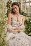 Baya_Ivory Viscose Embroidery, Beads, Sequins, Pearls 3d Floral And Lehenga Set _at_Aza_Fashions