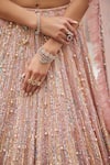 Buy_Baya_Blush Viscose Sequins, Beads, Embroidery, 3d Floral Applique And Lehenga Set _Online_at_Aza_Fashions