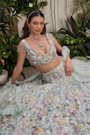 Shop_Baya_Mint Viscose Embroidery, Pearls, Sequins, Beads, 3d Floral And Lehenga Set _Online_at_Aza_Fashions