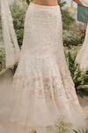Buy_Baya_Ivory Viscose Beads, Sequins, Pearls, Embroidery, Applique, And Hand Lehenga Set _Online_at_Aza_Fashions