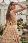 Baya_Yellow Viscose Embroidery, Pearls, Sequins, Beads 3d Floral Lehenga Set _Online_at_Aza_Fashions