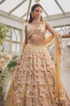 Buy_Baya_Yellow Viscose Embroidery, Pearls, Sequins, Beads 3d Floral Lehenga Set _Online_at_Aza_Fashions