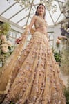Shop_Baya_Yellow Viscose Embroidery, Pearls, Sequins, Beads 3d Floral Lehenga Set _Online_at_Aza_Fashions