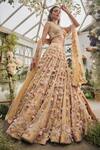 Baya_Yellow Viscose Embroidery, Pearls, Sequins, Beads 3d Floral Lehenga Set _at_Aza_Fashions
