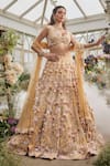 Buy_Baya_Yellow Viscose Embroidery, Pearls, Sequins, Beads 3d Floral Lehenga Set _at_Aza_Fashions