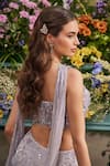 Baya_Lavender Viscose Embroidery, 3d Floral Applique Corset And Mermaid Skirt Set _Online_at_Aza_Fashions