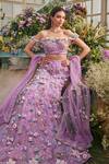 Buy_Baya_Lavender Viscose, Net Embroidery, Sequins, Pearls, Floral Mermaid Lehenga Set _at_Aza_Fashions