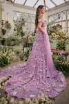 Baya_Lavender Viscose, Net Embroidery, Sequins, Pearls, Floral Mermaid Lehenga Set _Online_at_Aza_Fashions