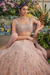 Buy_Baya_Pink Viscose Embroidery, Beads, Sequins, Pearls, Hand Beaded Lehenga Set _Online_at_Aza_Fashions