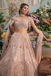 Shop_Baya_Pink Viscose Embroidery, Beads, Sequins, Pearls, Hand Beaded Lehenga Set _Online_at_Aza_Fashions