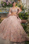 Buy_Baya_Pink Viscose Embroidery, Beads, Sequins, Pearls, Hand Beaded Lehenga Set _at_Aza_Fashions