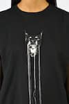 Buy_Huemn_Black Cotton, Jersey Embroidery, Beads, Tassels Round Fringed Hand Canine Top _Online_at_Aza_Fashions