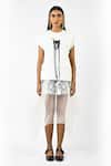 Buy_Huemn_White Cotton, Jersey Embroidery, Beads, Metallic Thread Fringed Hand Canine Top _at_Aza_Fashions