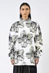 Huemn_White Cotton Collared Canine Print Shirt _Online_at_Aza_Fashions