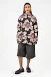 Huemn_Green Cotton Collared Canine Print Oversized Shirt _Online_at_Aza_Fashions