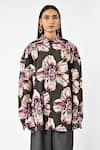 Shop_Huemn_Green Cotton Collared Canine Print Oversized Shirt _Online_at_Aza_Fashions