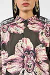 Huemn_Green Cotton Collared Canine Print Oversized Shirt _at_Aza_Fashions