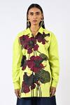 Shop_Huemn_Lime Cotton Collared Fanged Floral Shirt _Online_at_Aza_Fashions