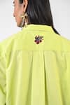 Huemn_Lime Cotton Collared Fanged Floral Shirt _at_Aza_Fashions