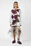 Buy_Huemn_White Cotton Collared Fanged Floral Print Pinstriped Shirt _at_Aza_Fashions