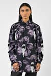 Buy_Huemn_Black Cotton Collared Printed Oversized Shirt _Online_at_Aza_Fashions