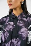 Shop_Huemn_Black Cotton Collared Printed Oversized Shirt _Online_at_Aza_Fashions