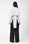 Shop_Huemn_White Cotton Collared Three-way Pinstriped Shirt _at_Aza_Fashions