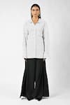 Buy_Huemn_White Cotton Collared Three-way Pinstriped Shirt _at_Aza_Fashions