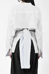Huemn_White Cotton Collared Three-way Pinstriped Shirt _at_Aza_Fashions