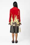 Shop_Huemn_Red Crepe, Silk Collared Floral Drip Shirt _at_Aza_Fashions