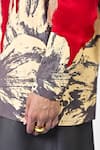 Shop_Huemn_Red Crepe, Silk Collared Floral Drip Shirt _Online_at_Aza_Fashions